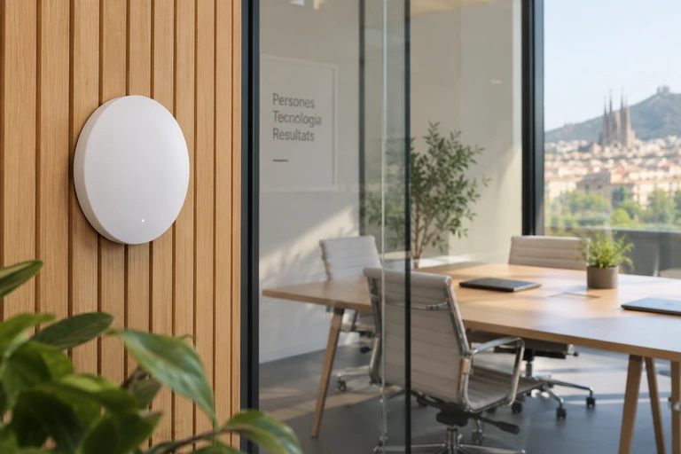 Punto de acceso WiFi instalado en una oficina